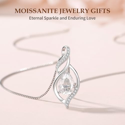 Moissanite Heart Necklaces Infinity Pendant for Women, 925 Sterling Silver 1-3CT Moissanite Jewelry Anniversary Birthday Christmas Gifts for Wife Mom Girlfriend Sister Grandma3