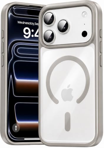Image of DIZORO Compatible iPhone 17 Pro Max Case,(Compatible with MagSafe) Non Yellow Military-Grade Drop Protection & Hard PC Back Cover Slim Transparent Anti-Scratch Shockproof Phone Case - Dark Grey