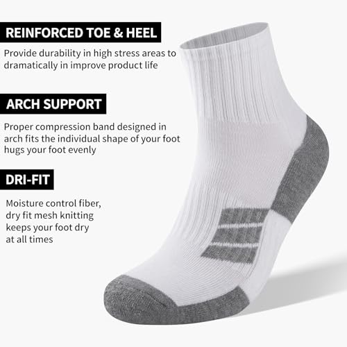 COOPLUS 8 Pairs Mens Cushion Ankle Socks, Athletic Running Performance Quarter Socks3