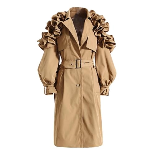Trench coat long noir et kaki pour femme avec ceinture élégante NYSDM