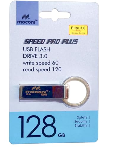 Image of Speed Pro Plus USB Flash Drive 3.0, 128GB, Read Speed 120MB /s, Write Speed 60MB /s, Metal with Key Ring 5 Years Warranty (128, GB)