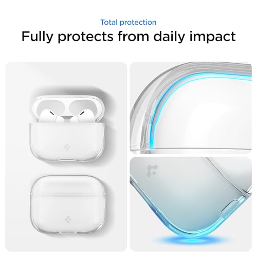 Image of Spigen for AirPods Pro 3 Case, Strap Included, Shock-Proof, Light & Compact Cover, (Liquid Crystal) - Crystal Clear