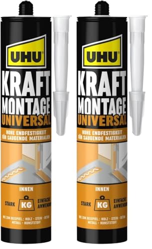 UHU Montagekleber KRAFT MONTAGE UNIVERSAL, Kartusche 470g (Packung mit 2)