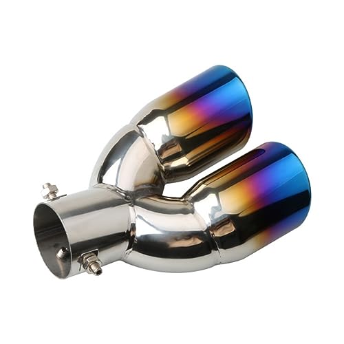 Pot d'échappement double universel pour voiture tube courbé bleu