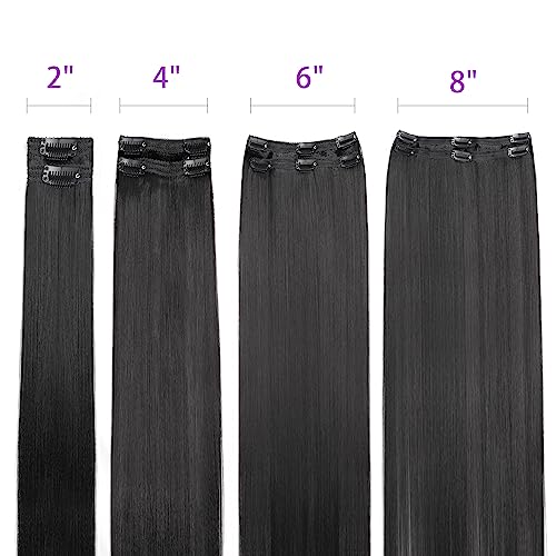 Mihugass Yaki Straight Clip In Hair Extensions For Women 100% Unprocessed Brazilian Virgin Hair Clip Ins Yaki Straight Clip On Hair Natural Black 8Pcs With 18Clips Per Set 120G thumb #5