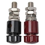 Kupfer-Batterieklemmen-Anschluss für 6 mm, 8 mm, 10 mm Pfosten, rot und schwarz, Messingbolzen mit M6/M8/M10 Gewinde, 43–69 mm Länge, 100 A-200 A, kompatibel mit Autos, Wohnmobilen, Bo(M10), 2 Stück