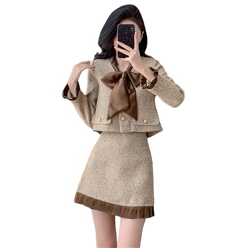 Ensemble 2 pièces tailleur jupe tweed style français automne