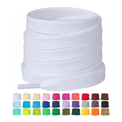 Booyckiy 2 Pairs Flat Shoe Laces for Sneakers 2/5' Poly Cotton Shoelaces Shoe Strings for Athletic...