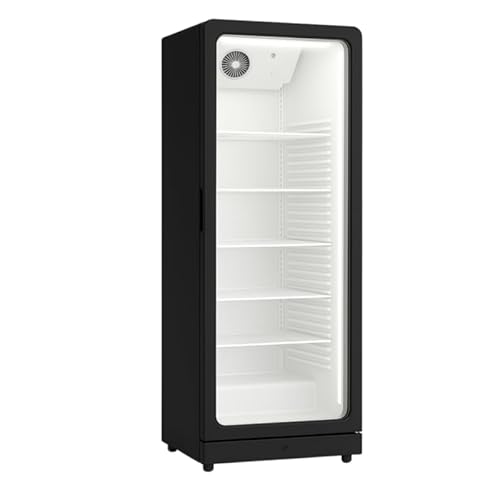 Générique Armoire à Boissons Professionnelle – 390 L – 1 Porte Vitrée Double – Refroidissement Positif Ventilé – Éclairage LED – Noir & Blanc Luxe