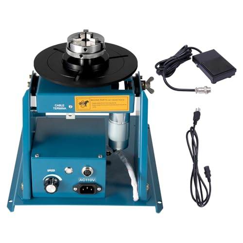 awolsrgiop 110V 10KG Portable Welder Positioner Turntable Machine Rotary Welding Positioner Turntable Table 3 Jaw Lathe Chuck 2-10RPM Table 2.5 0 to 90 Welding Positioner Positioning Turntable