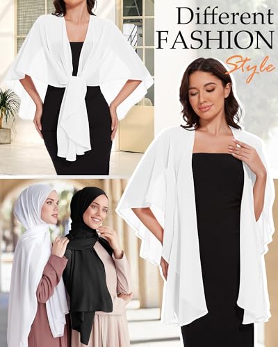 CHICGAL Shawls and Wraps for Evening Dresses Sheer Womens Chiffon Scarf Wedding Bridal Cover Up2