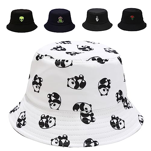 Image of Cotton Bucket Hat for Women Men Summer Travel Sun Beach Bucket Cap, Unisex Outdoor Fisherman Hat