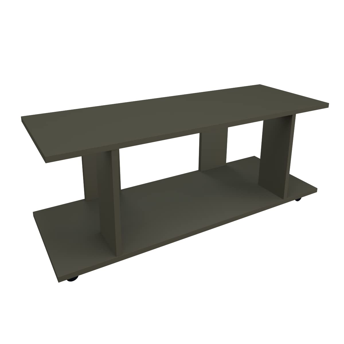 Henor Mesa Baja con Ruedas. Madera Mod. Pilar. 110 x 40 x 45.5 cm. Giro 360 con Freno. Grafito