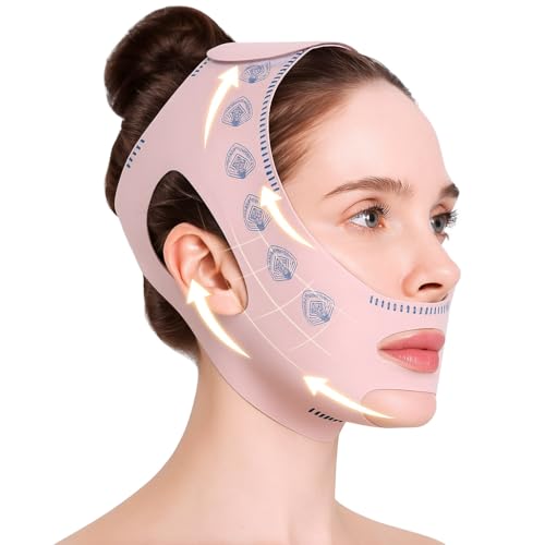 EHIOG Maschera Doppio Mento Donna – Fascia Lifting Viso Notte Riutilizzabile, Rassodante Collo e Mento, Jawline Mask per Contorno V Snellente