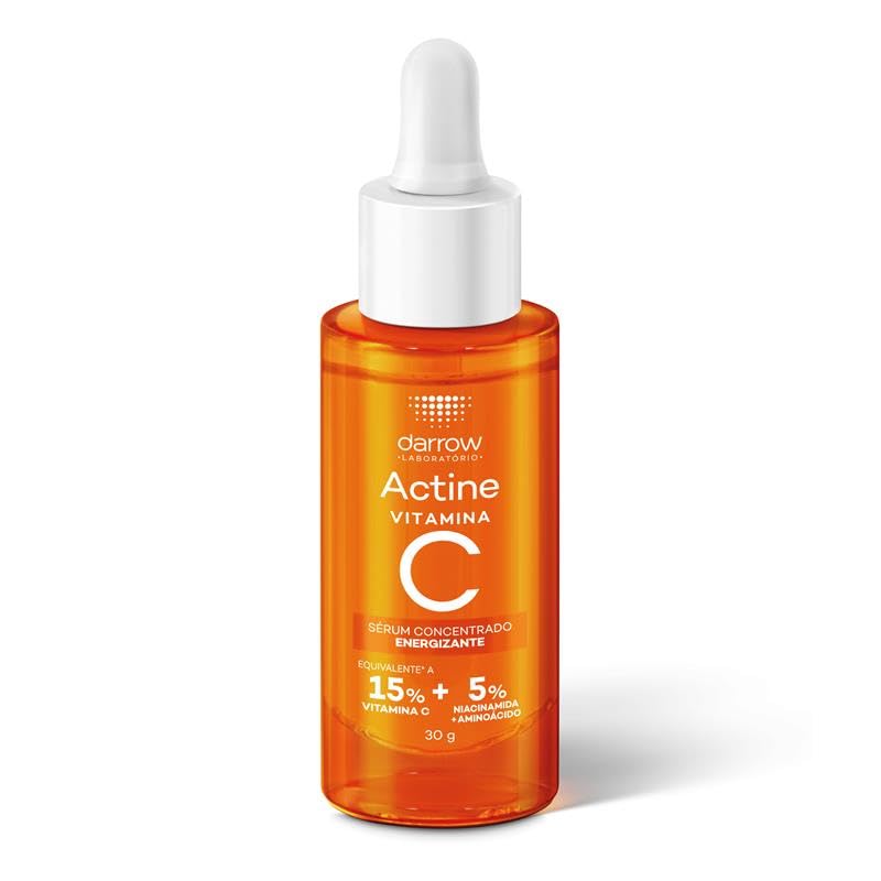 Darrow Actine Vitamina C Sérum Concentrado, Antioxidante com 15% Vitamina C + Niacinamida que Ilumina, Reduz Marcas de Acne em 90%, Atenua Linhas Finas em 84%, Controla Oleosidade e Uniformiza a Pele, 30ml