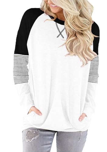 ONLYSHE Womens Crewneck Sweatshirt Casual Loose Fitting Tops Long Sleeve T Shirt