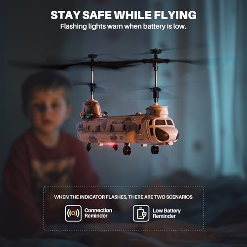 SYMA Remote Control Helicopter, S52H Military Transport RC Helicopters with Altitude Hold, One Key take Off/Landing, LED Light, Low Battery Reminder, Army Toys for Kids and Military Fans