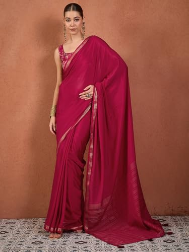 Image of AKHILAM Women's Kanjivaram Woven Soft Silk Saree With Blouse Piece