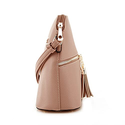 Image of SG SUGU Lunar Lightweight Medium Dome Crossbody Bag Shoulder Bag with Tassel | Zipper Pocket | Adjustable Strap
