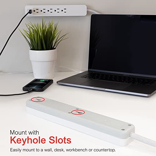 image for GE 6-Outlet Surge Protector, 20 Ft Braided Extension Cord, Power Strip