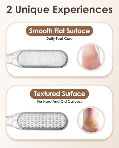 Image of Foot File, Stainless Steel Foot Callus Remover, Double-Sided Pedicure Tool for Hard & Dead Skin, Long-Lasting Foot Scrubber for Smooth, Soft Feet (Transparent)