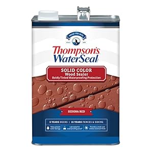 Thompson’s WaterSeal Solid Color Waterproofing Wood Stain and Sealer, Sedona Red, 1 Gallon