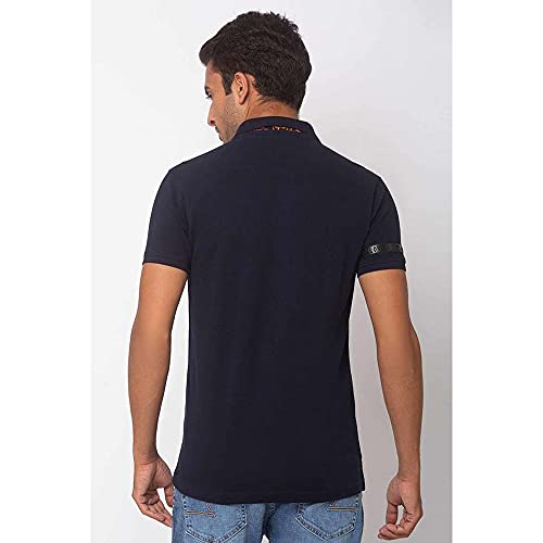 Image of Spykar Men's Embellished Slim Fit Polo T-Shirt