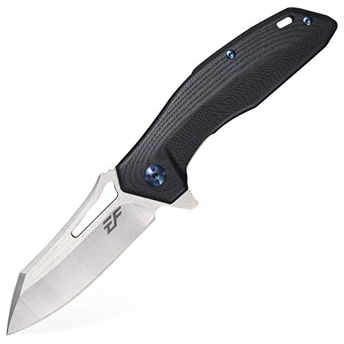 Eafengrow EF911 Folding Knife D2 Steel Blade G10 Handle EDC Pocket Knife Tactical Tool Knives for Camping Outdoor Hiking (Black) - Eafengrow