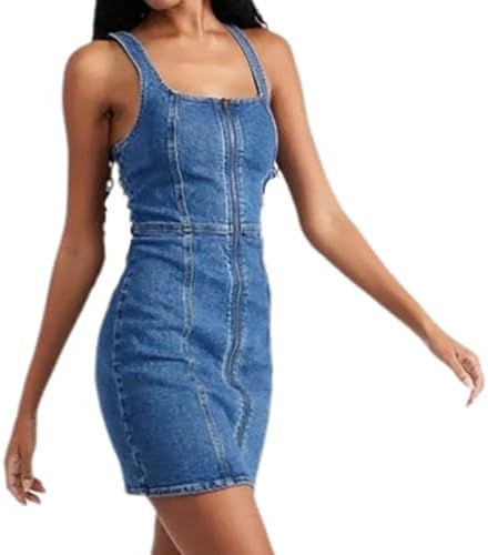 ★ ★ Women's Scoop Neck Denim Sleeveless Dress 4 Women's Solid Blue Scoop Neck Denim Dress – Levis India Store