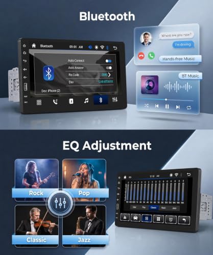 Image of Single Din Car Stereo with AM /FM /RDS Radio Backup Camera, Sellrich 9 inch IPS Touch Screen Single Din Radio Support Wireless Carplay Android Auto Bluetooth Mirror Link YouTube Online Video USB Port