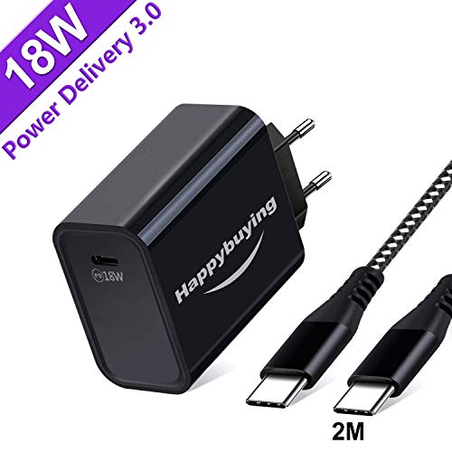 18W PD Cargador para Samsung A71 A70 S20 Plus Ultra 5G S10 S10E S9 S8,A51 A41 A80 A90 Galaxy Note 20/10 8 9,Huawei P20 P30 P40 Lite,Mi 10 9T,Xiaomi Redmi Note 9 Pro 9S,+2M USB C a C Cable Carga Rapida