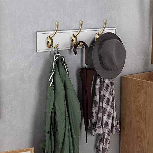 12 Pack Antique Brass Coat Hooks Wall Mounted With 24 Screws Retro Double Hooks Utility Antique Brass Hooks For Coat, Scarf, Bag, Towel, Key, Cap, Cup, Hat #TOP4