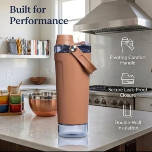 Image of Stainless Steel Leakproof Protein Shaker & Sports Bottle | Coffee | 600ml