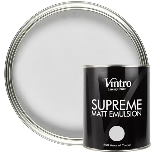Vintro | Luxury Matt Emulsion | Light Grey | Smooth Chalky Finish | Multi Surface Paint | for Walls, Ceilings, Wood and Metal | (Chrysler - Grey, 1 Litre)