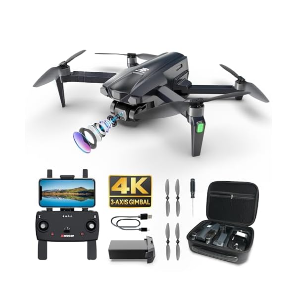 BEZGAR BD901 Drones with Camera for Adults 4K Long Range – Foldable Mini Drone with 4K Video, 3-Axis Gimbal, 3KM Transmission, 23 Mins Flight Time, Return To Home, Follow Me, Hobby RC Quadcopters