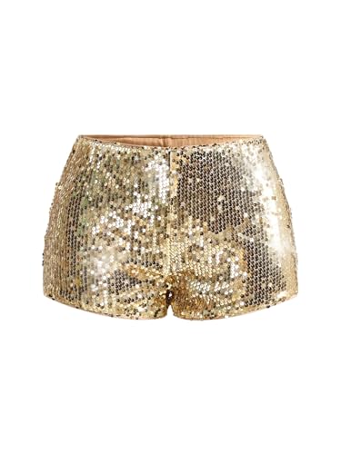 SOLY HUX Women's Sparkly Sequin Micro Shorts Y2k Low...