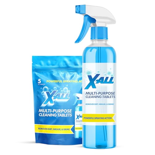 X-ALL Multi-Purpose Cleaner - Spray Bottle and 5x Cleaning Tablets - Cleaner for Oven Kitchen & Floor surfaces and Removes Grease and Grime