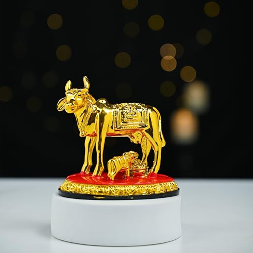 Image of ZAICUS Kamdhenu Cow and Calf Showpiece - Decorative Statue for Home & Office, Symbol of Prosperity and Wealth, Feng Shui Good Luck Diwali Gift