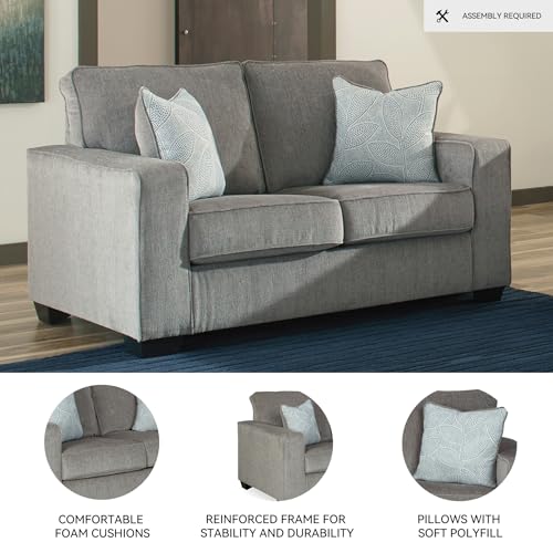Image of Signature Design by Ashley Altari Loveseat Sofa, 62 in Small Gray Couch