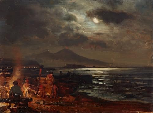 Tableau d'art Oswald Achenbach Vésuve de nuit 60x90cm impression premium