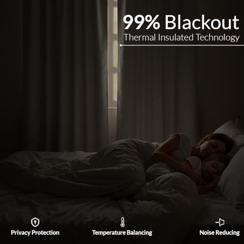Image of HOMEMONDE 100% True Blackout Curtains Customize Size - Single Piece Curtain, Embossed Panels Light Block Thermal Insulated & Noise Reducing Room Darkening Curtains (Off White)