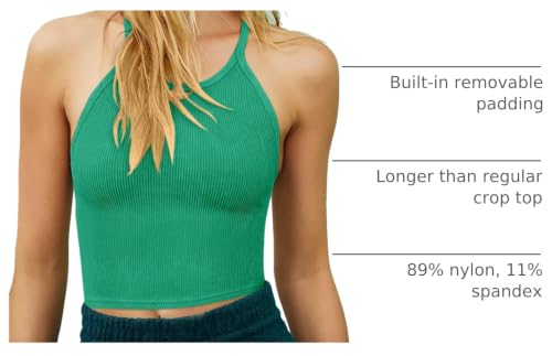 Image of LASLULU Womens Sports Bra Seamless Long Tank Spaghetti Strap Workout Bra