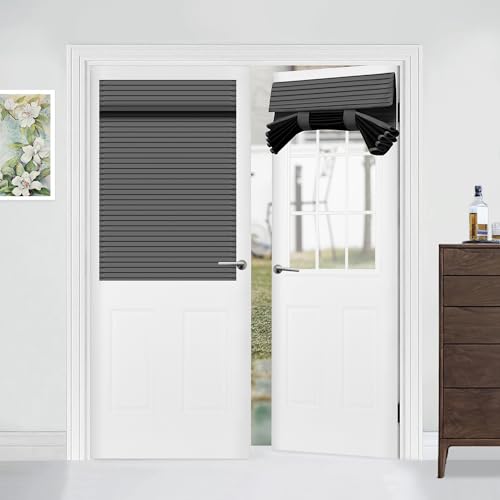 Muamar Privacy Self Adhesive Curtains, Dark Grey 30 X 40 Inch French Door Blinds for Glass Door...