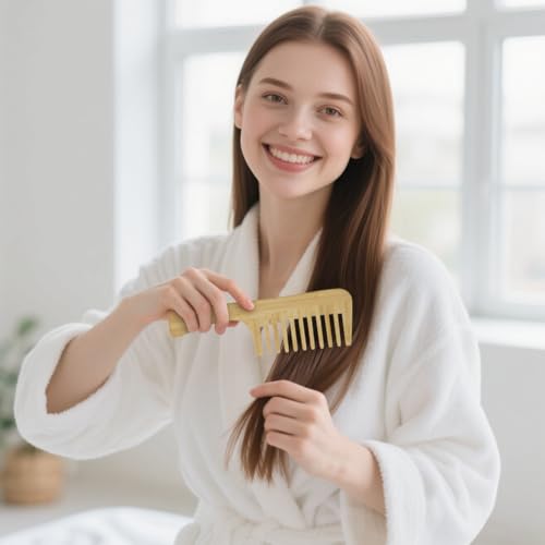 AUYAO Grobzinkenkamm Entwirrkamm Kamm mit Groben Zinken Pflegekamm Lockenkamm Breite Kamm Zahnkämme Breiter Zahnkamm Wide Tooth Comb Grobzinkenkamm für Verknotete/Lockiges/Krauses/Nasse/Feines Haare-A