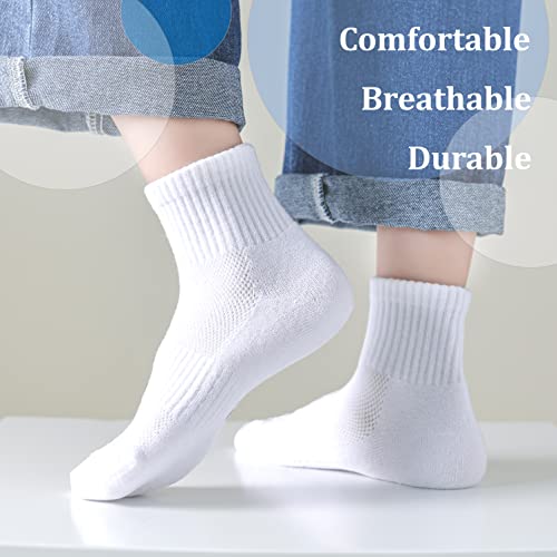Marchare Boys & Girls Athletic Cushioned Cotton Ankle Socks - White, 5-14 Years4