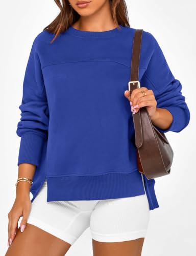 BTFBM Womens Crewneck Sweatshirts Fleece Pullover,L,Royal Blue - image 5