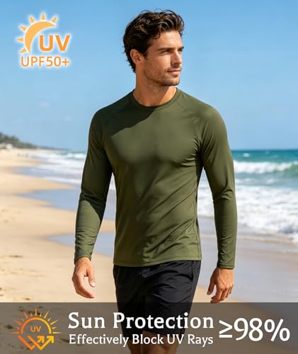 Image of ZITY 5 Pack Long Sleeve Shirts for Men UPF 50+ Sun Protection Fast Dry Lightweight Fishing Swim Rash Guard Workout Shirt