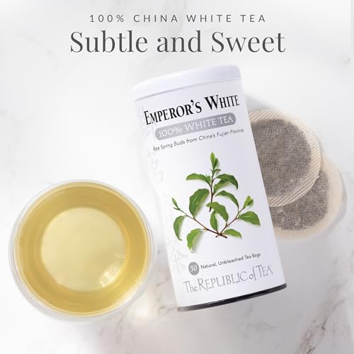 Image of The Republic of Tea - Emperor's 100% White Tea, Zero Calorie, Sugar-Free, Carb-Free, 50 Tea Bag Tin (Pack of 3)