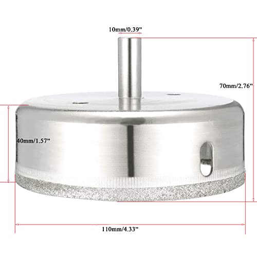 TA-VIGOR 110mm Diamond Drill Bit Glass Hole Saw Set, Hollow Core Drill Bit with Spotting Drill Bit - Image 2