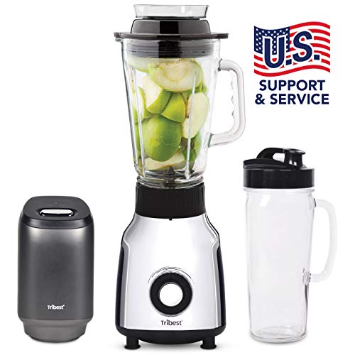 Tribest PBG-5001-A Personal, Single Serve Glass Blender with Electric Vacuum Pump, One-Size, Black